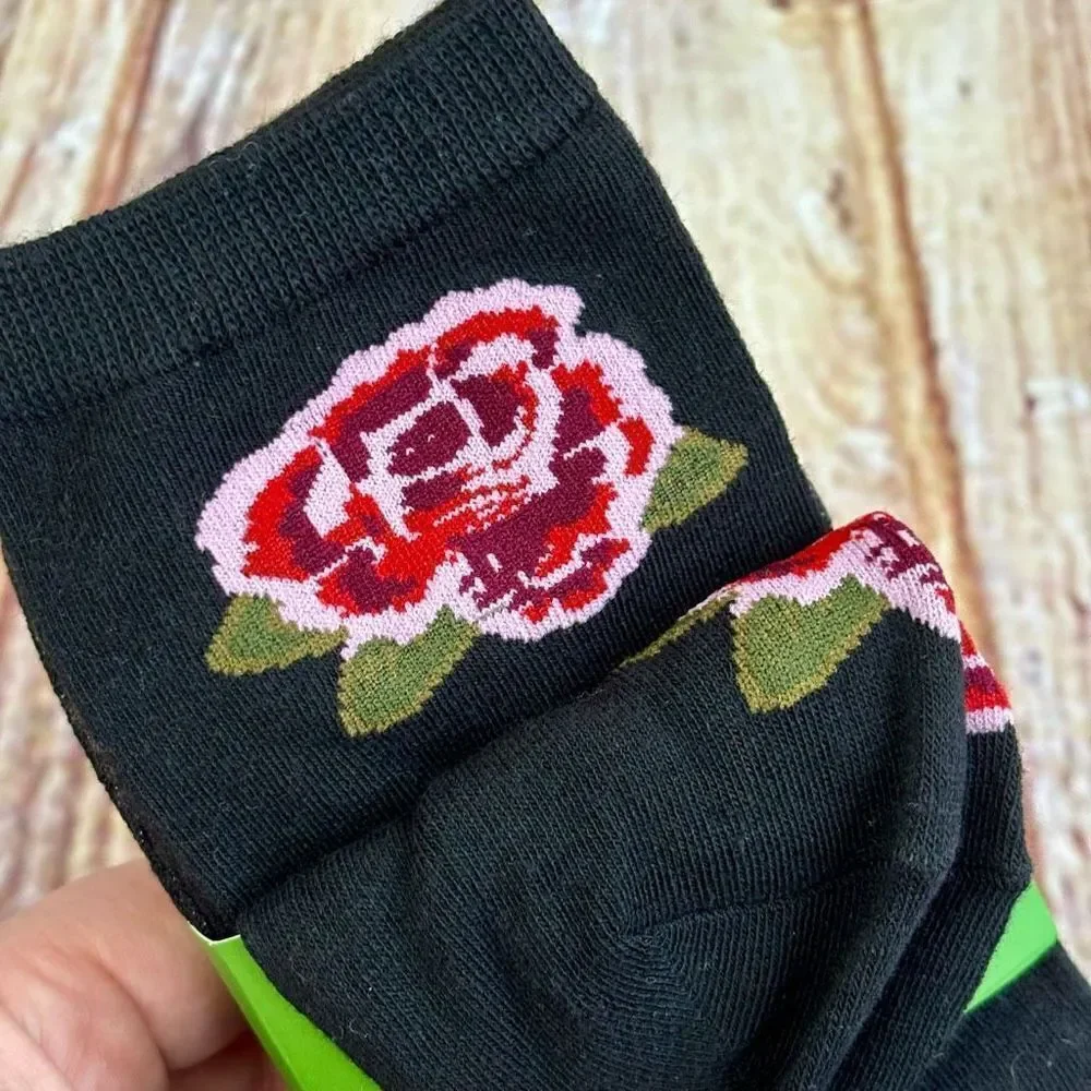 Kate Spade Crew Socks 3 Pairs Leopard Cheetah Rose Flowers Shimmer Sparkle OS